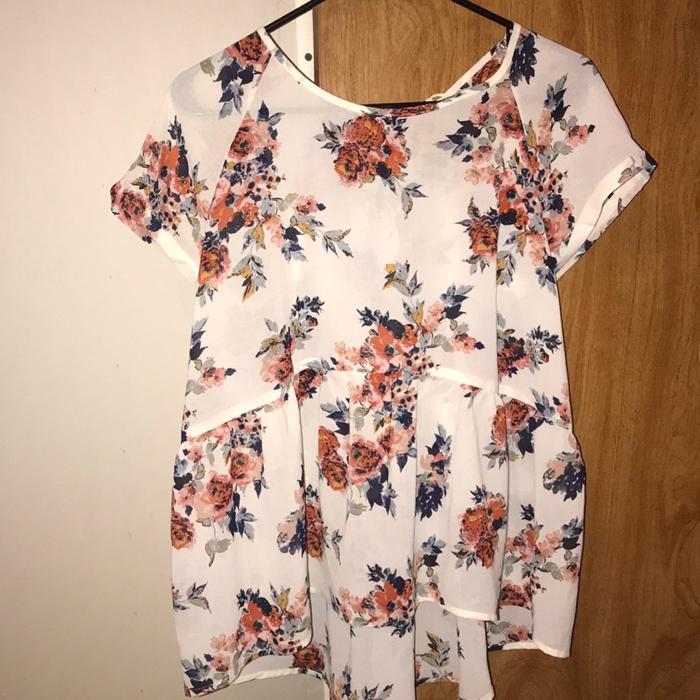 Lace up back blouse